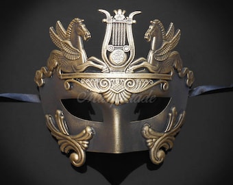 Men's Masquerade Mask, Roman Mask, Masquerade Ball Mask, Men's Mask, Sun God Dance Mask - Dark Gold