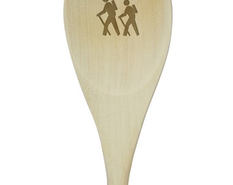 Hiking Large Wooden Spoon - Long Handled Mixing Spoon - 12-inches