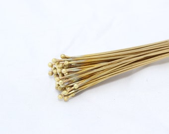 300 Pcs 40mm Raw Brass Ball Head Pin, Findings , Raw Brass Pin TBP6