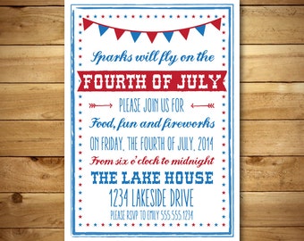july 4th invite card etsy