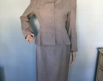 1940s Women's Gray Wool Women's Suit