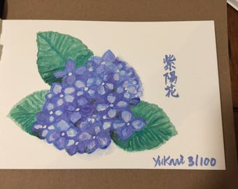 Original Watercolour art Hydrangea