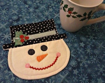 NEW - Snowman Mug Rug - Mug Rug - Coasters
