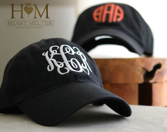 Monogrammed Black Hat - Monogrammed Baseball Cap - Women Baseball Hat- Personalized Baseball Hat - Black Monogrammed Hat