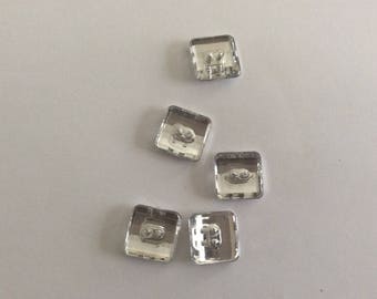 Acrylic button to sew as a set of 4 piece 12 * 12 mm silver