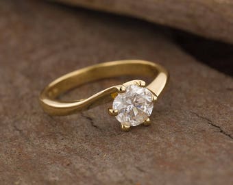 1carat Solitaire engagement ring-ON SALE!-Solitaire ring-Yellow gold ring-Women Jewelry-Promise ring-Bridal Jewelry-Art deco engagement ring