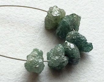 1 Piece Large Hole Bead, Blue Rough Diamond Beads, 1mm Drilled Blue Diamond Briolettes, 6-8mm, DS4053A