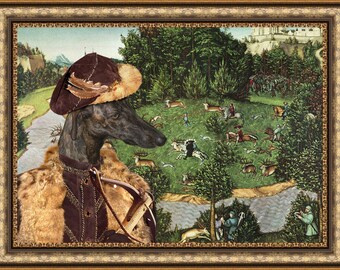 Spanish Greyhound Art Galgo Espanol Portrait Galgo Español Print Lévrier Espagnol Custom Dog Portrait Canvas by Nobility Dogs FREE SHIPPING