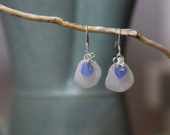 Genuine Sea Glass earrings - genuine Sea Glass -Sterling silver -Beach Glass -Jewelry -surf tumbled -handcrafted