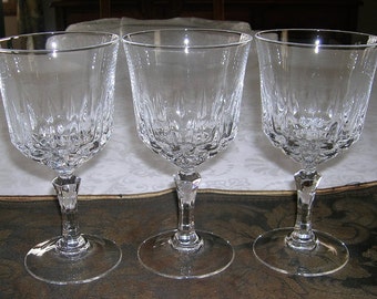 3 Vintage CRIS D'ARQUES / DURAND Crystal Glass Water Goblets St. Germain Pattern