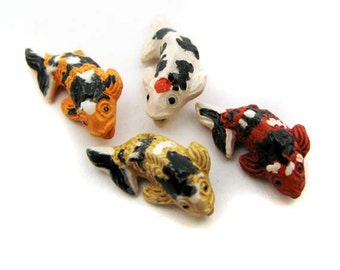 20 Tiny Koi Fish Beads - calico mix
