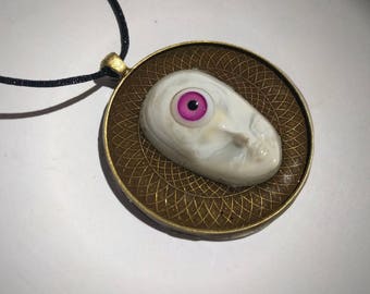 Third Eye Pendant Necklace - Pink. Handmade. Unusual. Unique. Weird.