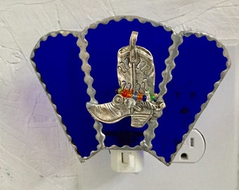 Stained glass nightlight with Cowboy boot