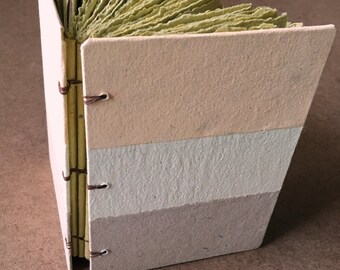 Yellow journal, handmade paper journal, sketch book, travel journal, guest book, recycled guestbook, yellows, sunshine, striped book, diary