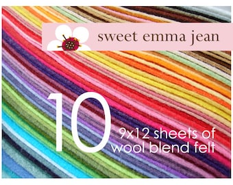 Wool Felt Sheets - Choose Any Ten (10) - Wool Blend Felt