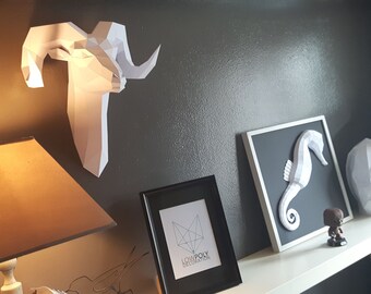 Head of RAM/Aries Head DIY Kit (to assemble yourself) - animal Papercraft - Origami - wall decor