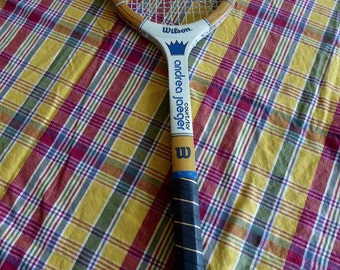 Vintage Andrea Jaegar Wood Tennis Racquet Leather Grip Exc Condition 4 1/4 light