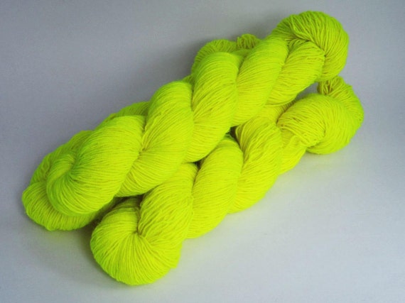 Fluorescent Yellow 4ply Sock Yarn 100g Dyed To Order