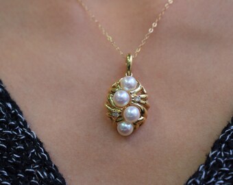 6.5x6mm Japanese Akoya Pearl Enhancer with Diamond - 14K Yellow Gold