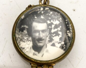 Glass bubble Locket Fob Pendant Victorian jewelry, Antique Locket. Gold Fill. 1880-1920s Pools of light Bride gift.