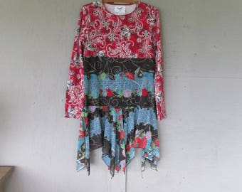 Sale M upcycled dress recycled clothing fun clothes Bohemian Lagenlook reclaimed sustainable clothing LillieNoraDryGoods