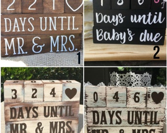 Wedding Day Countdown Blocks - Baby Due Date Countdown