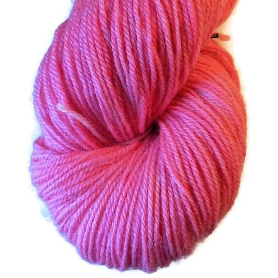 Pink 3 Handdyed Corriedale Wool DK Weight Yarn 3-ply For