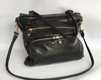 sale - 50% OFF- leather willow bag in black/gold