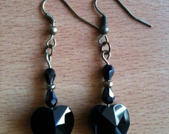 Earrings "black hearts"