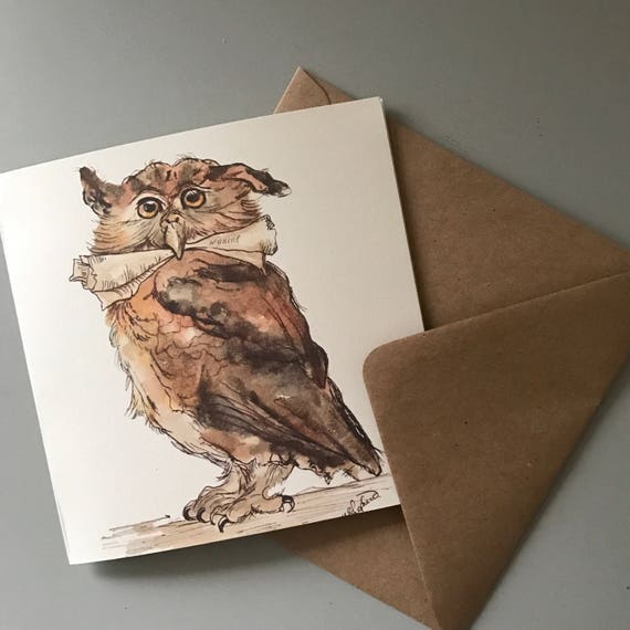 Harry Potter Owl Card Watercolor Card Errol Hedwig
