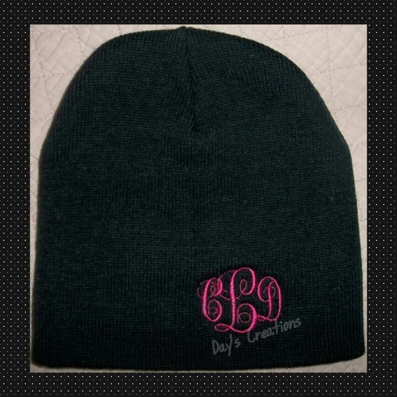 Monogrammed Beanie Cap Personalized Winter Hat Embroidered