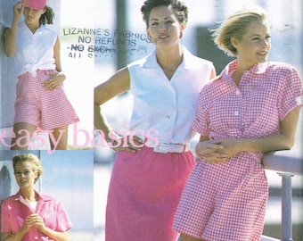 Size 10-16 Misses Sewing Pattern - Sleeveless Button Front Blouse - Pull On Shorts Pattern - Pull On Skirt Pattern - SImplicity 8298