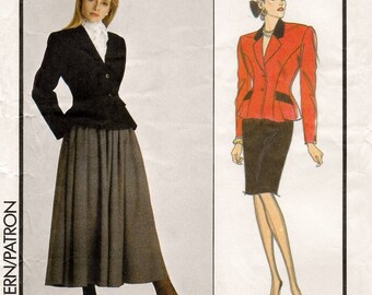 A Fitted, Flared Hem, Back Belt Jacket, Straight Skirt & Gathered Full Skirt Sewing Pattern for Women: Uncut - Size 14 Bust 36" • Style 1101