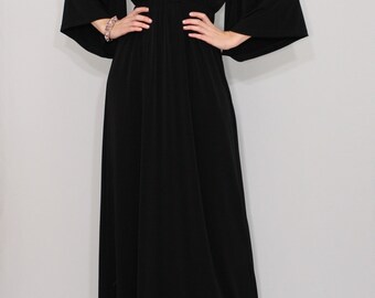Black kimono dress / Black maxi dress / Long black dress