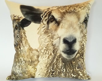 Longwool Ram Cushion Cover, ram pillow, farm animals, farmyard faces, farming gifts, gifts for animal lovers, rural life, countryside