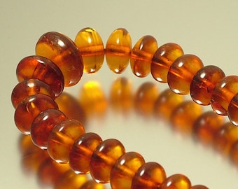 Antique vintage Art Deco 1930s golden / honey amber bead necklace with silver clasp, 15 gr - jewelry jewellery