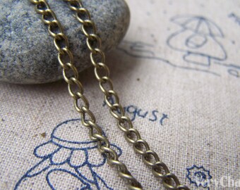 16ft (5m) of Antique Bronze Brass Thick Curb Chain Soldered Link Size 3mm A2027