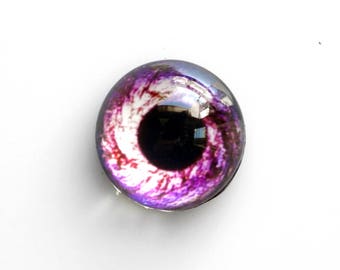 18mm handmade glass eye cabochon - purple / pink galaxy eye - space cabochon - standard profile