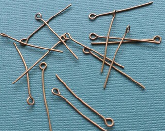 50 Eye Pins Bronze 21 gauge 30 x 0.7mm - F2750