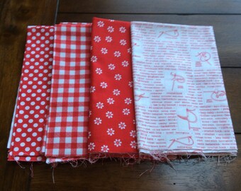 RILEY BLAKE 4 Fat Quarters RED!