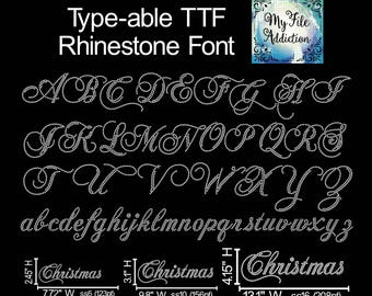 Instant Download Type-able Rhinestone TTF Script Font Letters