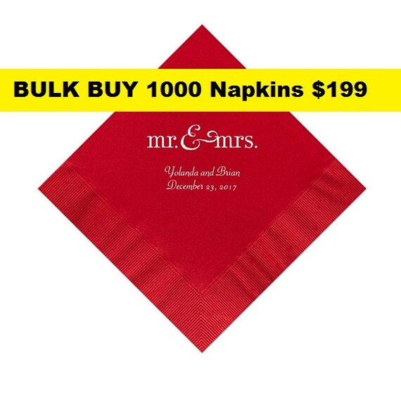 BULK BUY Wedding Napkins Personalized Set of 1000 Napkins