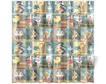 Vintage Paint By Number Ballerinas Shower Curtain - pbn ballet dancers - girls bathroom