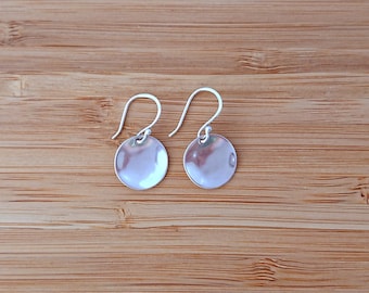 Sterling Silver Hammered Disc Drop Earrings