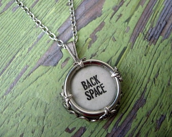 Typewriter Key Jewelry - Typewriter Charm - Backspace Key