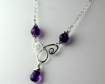 Amethyst February Birthstone Necklace, Amethyst Jewelry Amethyst Birthstone Minimalist Necklace, Crystal Jewelry Gemstone Necklace Purple,