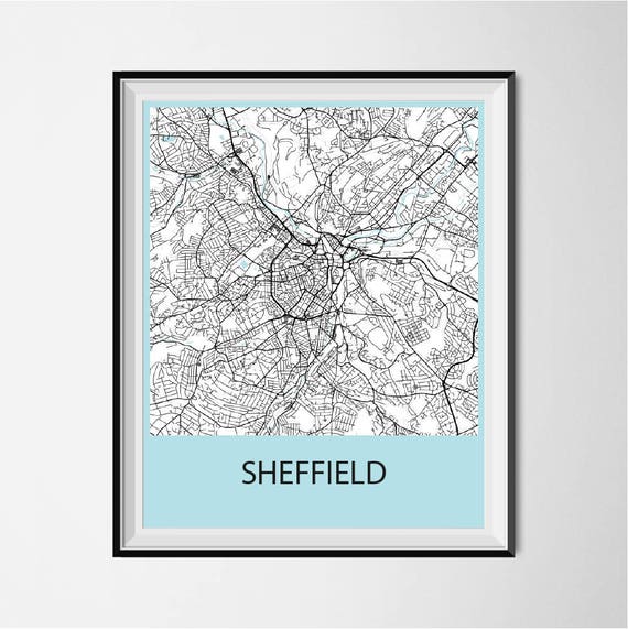 Sheffield Map Poster Print Black and White