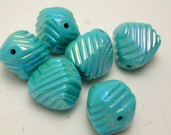 Vintage Lucite Teal Nugget Beads (12)