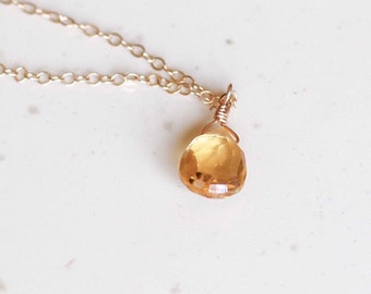 Gifts for Her, November Birthstone, Citrine Necklace, Dainty Necklace, Gold Filled, Sterling SIlver, Rose Gold