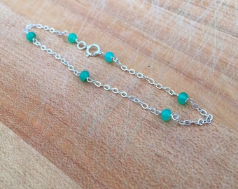 Chrysoprase Bracelet - Green Bracelet - Chrysoprase and Sterling Silver Jewelry - Gemstone - Chain Jewellery